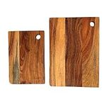 Wood Set Of 2 Cutting Boards Kitchen, Thick Chopping Board, Large Wooden Cutting Board with Deep Juice Groove and Handles, Wooden trays for meat, fruit and cheese (14 X 10 X 0.63 Inch)