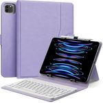 MoKo Universal Tablet Case with Keyboard for 9",9.7",10.1",10.2",10.4",10.5",10.9",11" Tablets, with Removable Wireless Bluetooth Keyboard & Pen Holder for iPad, Samsung, Fire, Pixel, Other, Lilac