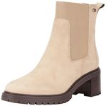 Tommy Hilfiger Women’s Flag Mid Heel Suede Chelsea Boots, Beige (Beige), 7