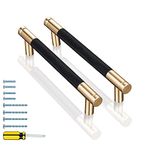 GTKHAAPPY 12-Pack 5'' Cabinet Handles Modern Black & Gold Aluminum Cabinet Pulls Knurled Diamond Pattern Drawer Hardware for Kitchen Cupboard Door and Bathroom (3.75" Hole Center)