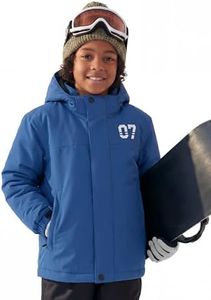 FREE SOLDIER Boy's Waterproof Warm Ski Jacket Windproof Fleece Thick Kids Winter Coat with Hood for Snowboarding Outdoor (Indigo 8-9/Boy)