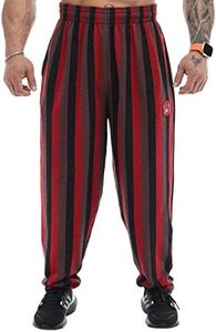 BIG SAM SPORTSWEAR COMPANY Men's Baggy Sweatpants with Pockets, Oldschool Loose Fit Gym Pants, Red-black, Small