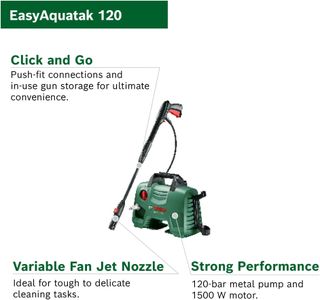 Bosch EasyAquatak 120 High Pressure Washer – 1500W, Compact Design