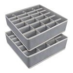 Yorgewd - 2 Pack, Foldable Drawer Dividers Wardrobe/Closet Organisers Storage Box for Socks, Ties, Underwear (Grey)