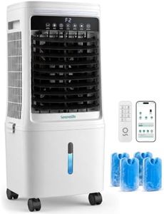 SereneLife Tower Fan, Smart Stand Up Bladeless Tower Fan with WiFi and Remote Control, 1700 CFM High Velocity Output, 25 Liter Detachable Water Tank, Boosted AC Flow with 4 Ice Packs Included