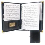 GraduatePro PU Leather Sheet Music Choir Folder Black, 3 Rings Binder 12.5" x 10" Piano Music Binder with Elastic Band,10 Pockets for Sheets 8.5 * 11/A4