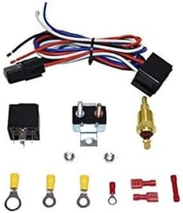 A-Team Performance - Electric Cooling Radiator Fan Relay - Kit with Thermostat Installation Hardware Wiring Set 180 to 200 Degrees Temp Sensor Temperature Switch 40 Amp Relay