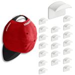 CANRAY 20-Pack Hat Hooks for Wall - Adhesive Hat Rack for Baseball Caps, Cap Organizer Holder | No Drilling | Stick On | (White)