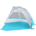 WolfWise 4-5 Person Portable Beach Tent UPF 50+ Sun Shade Canopy Umbrella with Extendable Floor, Blue, X-Large