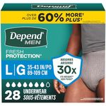 Depend FIT-FLEX Adult Incontinence Underwear for Men, Maximum Absorbency, L, Grey, 28 Count