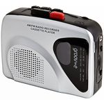 Groov-e Portable Retro Personal Cassette Player and Recorder with Built-In Speaker & Microphone, AM/FM Radio, 3.5mm Headphone Jack and Earphones Included - Black/Silver