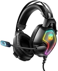 Gaming Headset for Xbox One Series X/S Ps5, Ps4, PC Switch, Noise Canceling Headphones with Microphone, 3.5mm Audio Jack, Auto-Adjust Headband