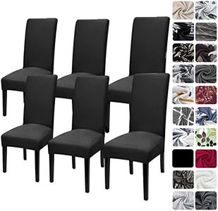 YISUN Dining Chair Covers, Stretch Spandex Chair Seat Cover Removable Washable Parson Chair Cover Kitchen Chair Protector Slipcovers (Deep Black, 6)