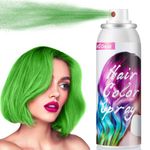 Temporary Hair Colour Spray for Kids Adults, 100ML Temporary Vibrant Shades，Washable Hair Color Spray Hair Dye for Party, Halloween, Christmas, Green Hair Spray