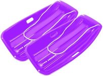 Slippery Racer Downhill Sprinter Flexible Kids Toddler Plastic Cold-Resistant Toboggan Snow Sled with Pull Rope and Handles -35 Inch- (2 Pack) (Purple)