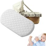 Moses Basket Foam Mattress Microfiber Fits Mamas & Papas and Mothercare Pram Crib Mattress Oval Shaped Bassinet Baskets Washable Quilted Cover Made in UK (76 x 30 x 4)