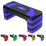 Max Strength Fitness Stepper for Exercise Workout 5 Height Level Adjustable 10cm 15cm 20cm 25cm 30cm Non-Slip Step Platform for Aerobic Exercise Aerobic Stepper Yoga Routines Training (Blue Black)