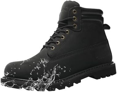SAFETY LOONG Waterproof Work Boots for Men Black Full Grain Leather, Soft Toe Comfortable Slip Resistant Construction Boots 8.5