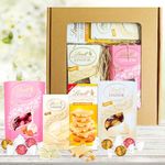White Chocolate Hamper for Gifts - Assortment of Strawberries & Cream Truffles 200g, White Chocolate Truffles 200g, Les Grandes with Almonds 150g & Smooth 100g Chocolate Bars. Chocolate Gifts for Mum