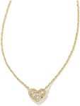 Kendra Scott Ari 14k Gold-Plated Brass Pave Crystal Heart Necklace in White Crystal, Fashion Jewelry For Women