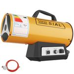 SIAL 171,000 Btu/hr Gas Fan Heater Portable Heater Gas Heat Cannon Hot Air Blower Workshops Heater Mechanical Switch Piezo Ignition, Yellow, 50KW