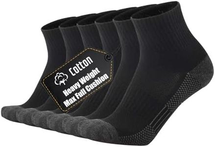 ONKE Max Full Cushion Low Cut Quarter Socks for Men Athletic Running Training Work Thick Warm Moisture Control Anti Blister(Black L)