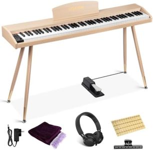 UISCOM Digital Piano Keyboard for Beginners, Full Size 88 Key Semi-Weighted Keyboard Electric Piano with Stand,Power Adapter,Sheet Music Stand,Pedal,Headphone,USB-MIDI Compatible,Wood Grain Apricot