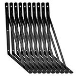 AHUNTTER 10Pcs 300mm Shelf Brackets, Heavy Duty Triangle Metal Shelving Brackets, Right Angle Wall Mounted Shelf Supporters - Black