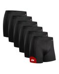 DANISH ENDURANCE Mens Boxers, Anti Chafing, Long Leg or Regular, Sports Underwear Men, Running Boxers, 6 Pack, Black, Large