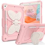 YINLAI for iPad 10.2 Inch Case, iPad 9th 8th 7th Generation Case Kids Girls Butterfly Kickstand Shockproof Protective Cover with Pencil Holder for iPad Air 3/iPad 9th 8th 7th, Pink