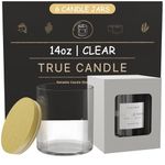 TRUE CANDLE Jars with Lids and Matching Gift Box - 6X Glass Jar with lid, Clear Candle Jars with Lids, Glass Candle Jars for Making Candles, Candle Vessels, Bulk Candle Jars Bulk - 14oz - Clear Glass