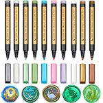 Wax Seal Pen Set, ONWINPOR Metallic Marker Pens Wax Seal Pen for Decorating Wax Seal Stamp Suit for Wax Sealing Beads Sticks, Ideal Tool for Wedding Invitation Envelope (10 Colors)