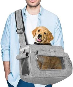 Tarovvoo Dog Carrier Slings- Dog Sling Carrier for Small Dogs Medium Dogs Large Cats, Up to 20lbs, Pet Carrier Sling with Breathable Windows, Hard Bottom, Hand-Free for Outdoor Travel (Grey)