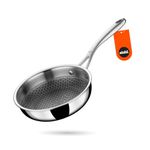 Stahl Artisan Hybrid 0.9 L, 18 cm Triply Frying Pan | Induction & Gas Stove Compatible | Honeycomb Non Stick Fry Pan, Metal Spoon Friendly