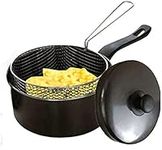 VTL® 9" Frying Pan Chip Carbon Pan Fryer Plastic Handle Basket for Steam Cookware 22CM