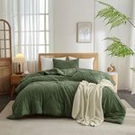 Olive Green Comforter King Boho Tufted Comforter Set Shabby Chic Bedding Comforter Set Farmhouse Bed Set Soft Jacquard Comforter for Women Men 1 Olive Comforter with 2 Pillowcases for All Season