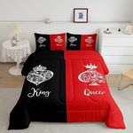 Couple Wedding Bedding Best Gifts for Husband and Wife,Red Black King and Queen Comforter Set,Wedding Anniversary Down Comforter Valentines Day Gifts,Engagement Newlyweds Gifts for His and Hers