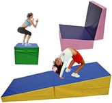 S/M/L/XL/XXL Folding Incline Gymnastics Wedge Mat - Balance Exercise Cheese Mat (L = 150*75*35&10cm - Pink/Purple)