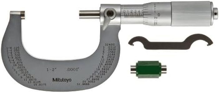 Mitutoyo Outside Micrometer, Satin-Chrome Finish, Friction Thimble, Inch, 1-2", 1