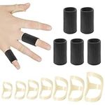 ASTWEU 7pcs Oval Finger Splint and 5pcs Finger Sleeve, Trigger Finger Splint Brace, Thumb Brace, Lightweight Thumb Splint for Mallet Finger, Trigger Finger, Joint Fixation(Size 6/7/8/9/10/11/12 ）