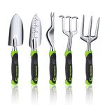 WORKPRO 5 Pcs Gardening Tools Cast Aluminum Garden Set with Fork, Weeder, Claw, Trower, Soil Shovel for Gardener