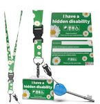 Radar Key with Hidden Disabilities Lanyard and ID Card, Hidden Disability, White Daisy Flower, with Premium Green Lanyard/Flower Lanyard, Space for Personalisation Details on Back of Card