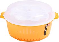 Nayasa Plastic Microwave Safe 4 in 1 Steam Idli Maker | Makes 12 idlis | Microwave Dhokla Maker | Vegetable Steamer | 27 cm X 24.5 cm X 13 cm | Orange