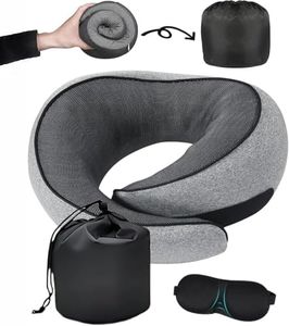 Umerci Travel Pillow for Flights & Car – Memory Foam Travel Neck Pillow for Travel, Neck Pillow for Travelling, Neck Rest Cushion for Sleeping, | Comfortable Head Support Pillow with Eye Mask (Grey)