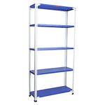 Mil-Nil Glossy Finish Prime CRC Sheet 5 Shelf Multiuse Space Saving Rack-72 x 36 x 12 inch, 22 Gauge (Blue-White) 16 Gauge Angles