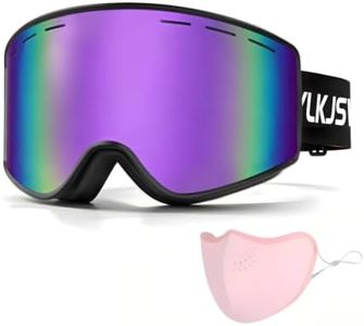 YLKJSWIM Ski Goggles for Men Women, Double-Layered Lenses Anti-Fog & Scratch Snow Goggles 100% UV Protection Snowboard Goggles for Adult & Youth, Snowmobile, Skydiving, Dog Sledding (Black&Purple)