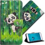 COTDINFOR Case for Samsung Galaxy J3 2015 Cover 3D Effect Painted Flip Folio Wallet Cover Magnetic Clasp with Card Holder Shockproof Bumper Case for Samsung Galaxy J3 2016/2015 Bamboo Panda YX.