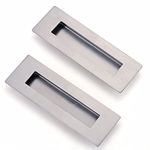 2 Pack Sliding Door Handle 5.9" Recessed Flush Finger Pull Matte Silver Stainless Steel Cabinet Drawer Knob for Kitchen Cupboard Wardrobe Dresser Barn Door Closet