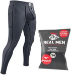 RM Real Men D Pouch Compression Pants Men, Mens Leggings, Yoga Pants, Tights, Base Layer Men Cold Weather, Grey, Large