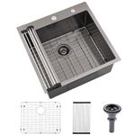 22 Black Stainless Steel Drop In Laundry Sink-Hovheir 22x20 Black Laundry Room Sink Drop In Kitchen Sink Stainless Steel Utility Sink 16 Gauge Single Bowl Deep Kitchen Sink Laundry Sink